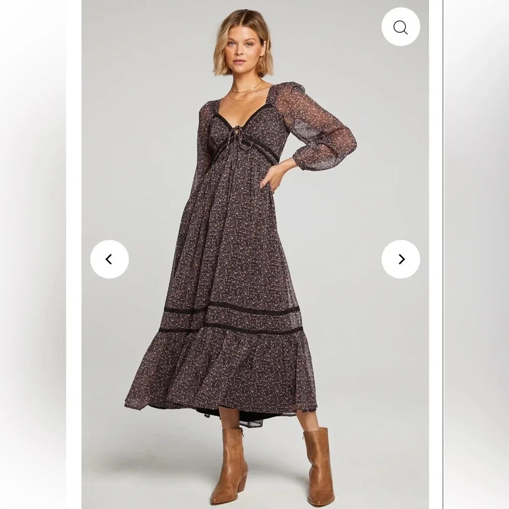 Anthropologie Purple Floral Maxi Dress